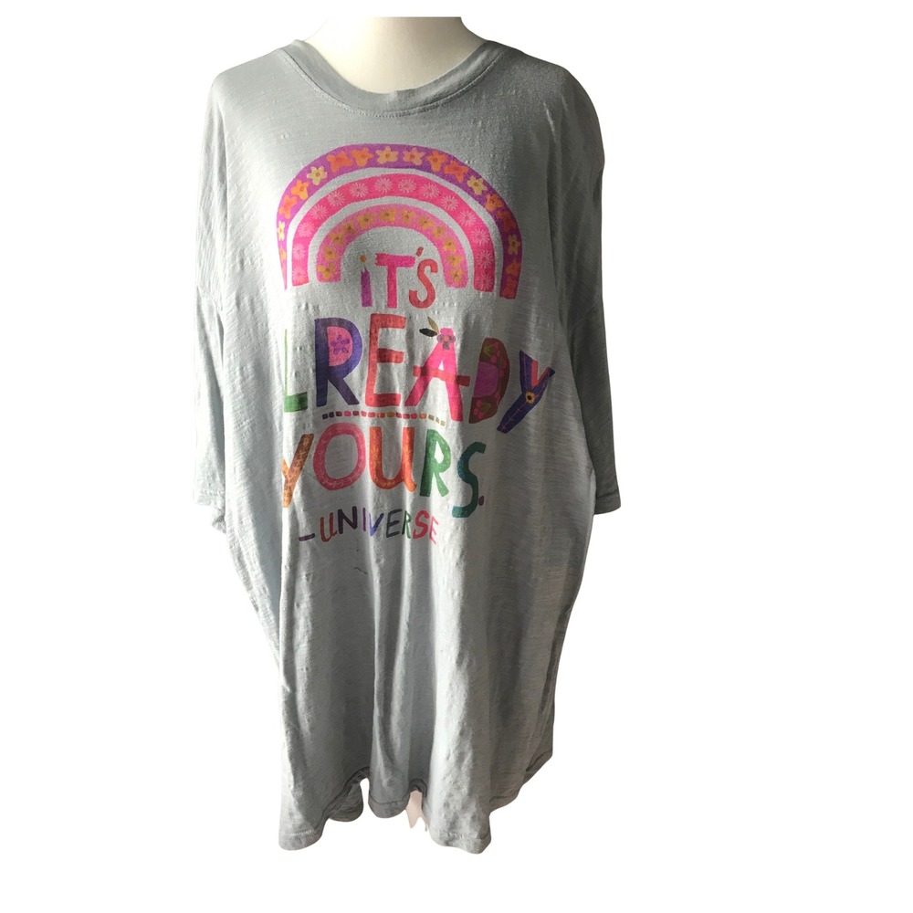 Natural Life Womens It's Already Yours Universe Graphic Slub Tee Light Blue XXL